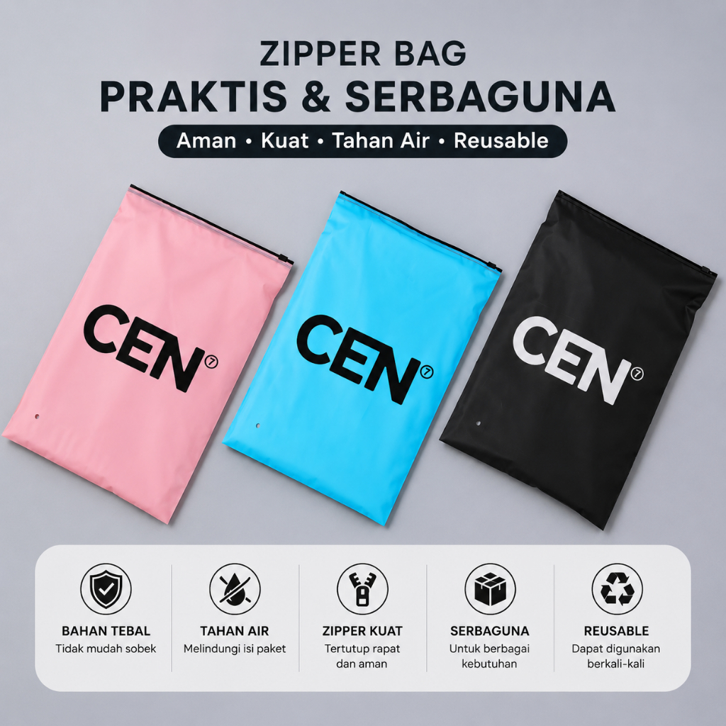 KEMASAN ZIPPER FREE SABLON / ZIPPER BAJU / SABLON PLASTIK ZIPPER / SABLON CUSTOM / POUCH HIJAB / ZIP