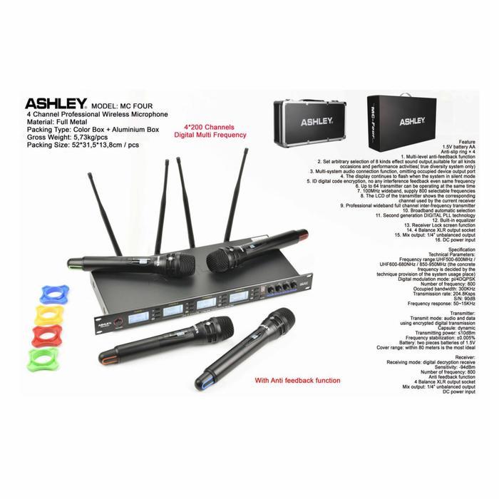 Mic Vocal Wireless ASHLEY MC FOUR isi 4 Mic Handle UHF Original TERBAIK
