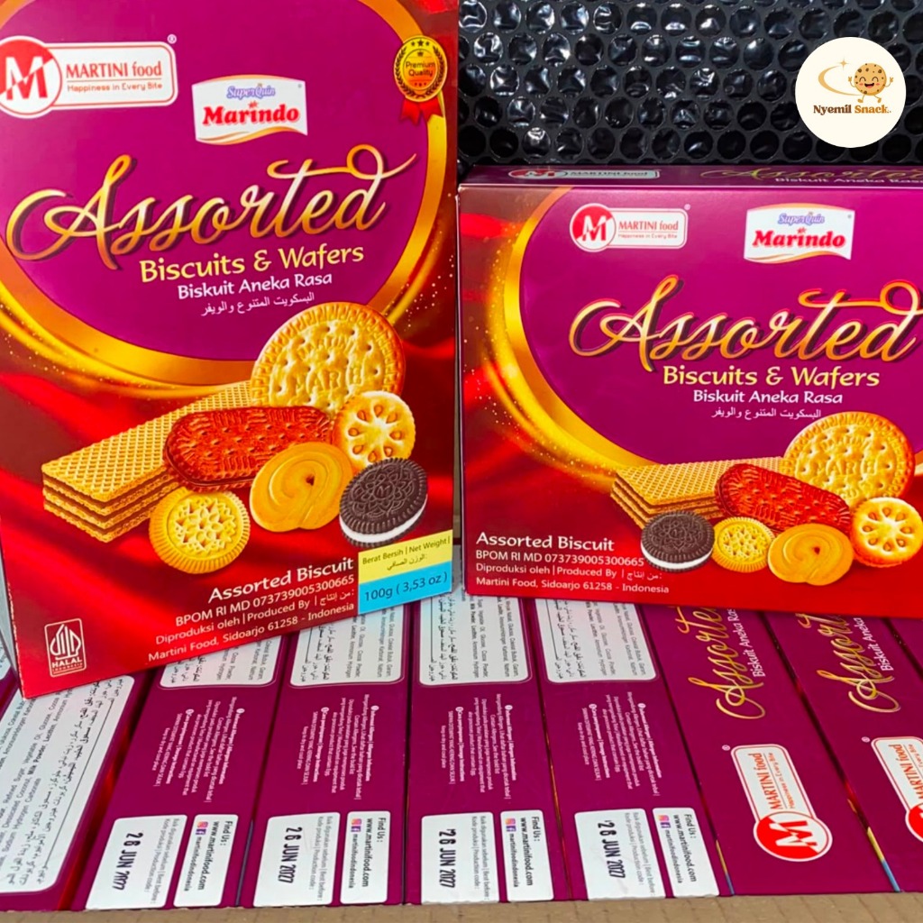 MARINDO ASSORTED BISCUIT & WAFER 100GR KARTONAN ISI 24PCS BISKUIT ANEKA RASA