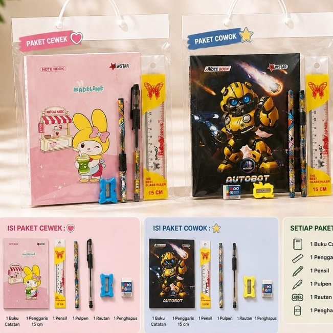 Paket Hadiah ATK Buku Tulis Murah, Bagus, Hemat, dan Lengkap / Paket Hadiah Cowok dan Cewek