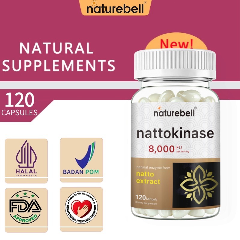 Nattokinase: 8000 FU Enzim Alami dari Ekstrak Natto - 120 Kapsul Lunak