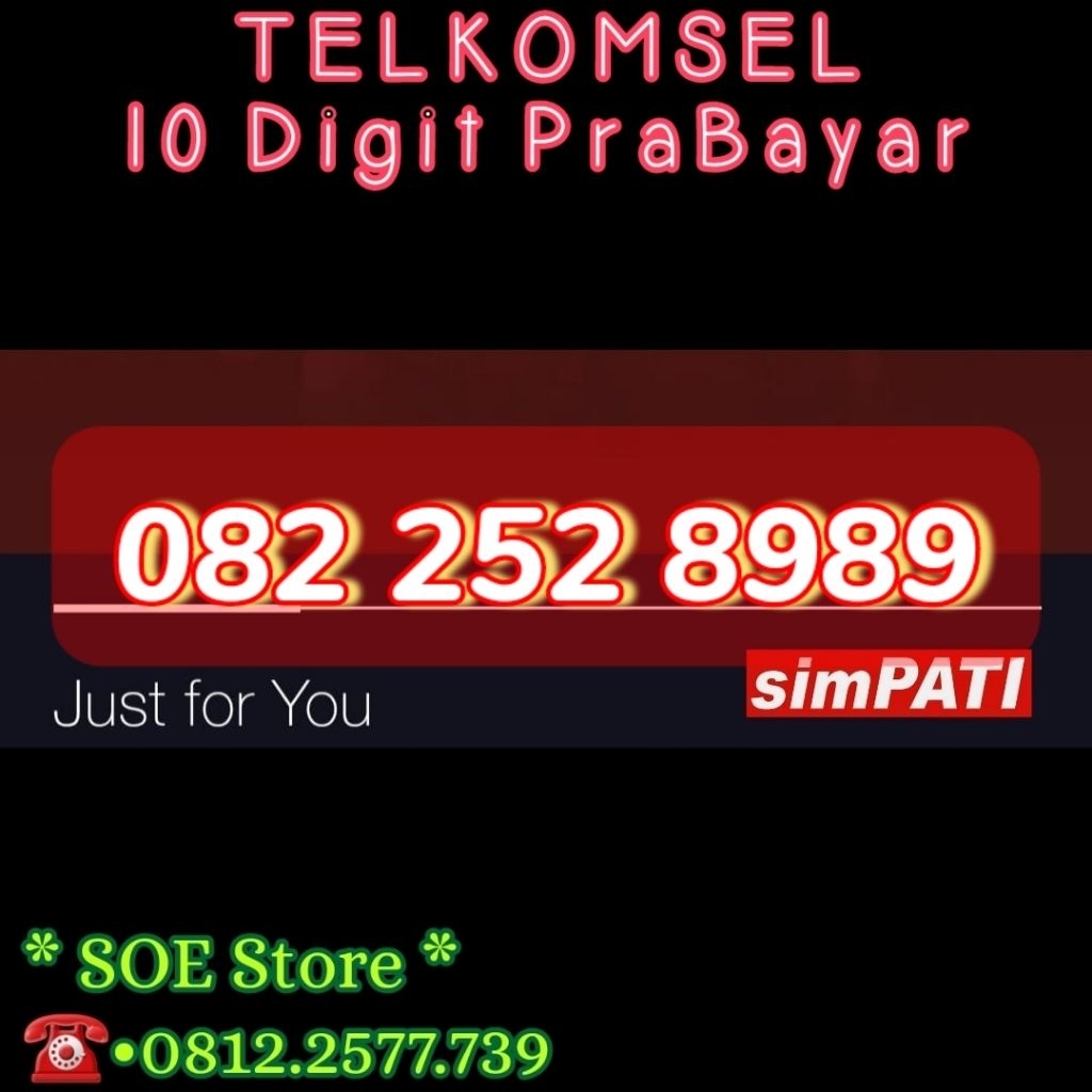 Simpati 10 Digit - Nomor Cantik Kartu Perdana - Telkomsel Prabayar - 2528989 - 252 8989 - 52 8989 - 