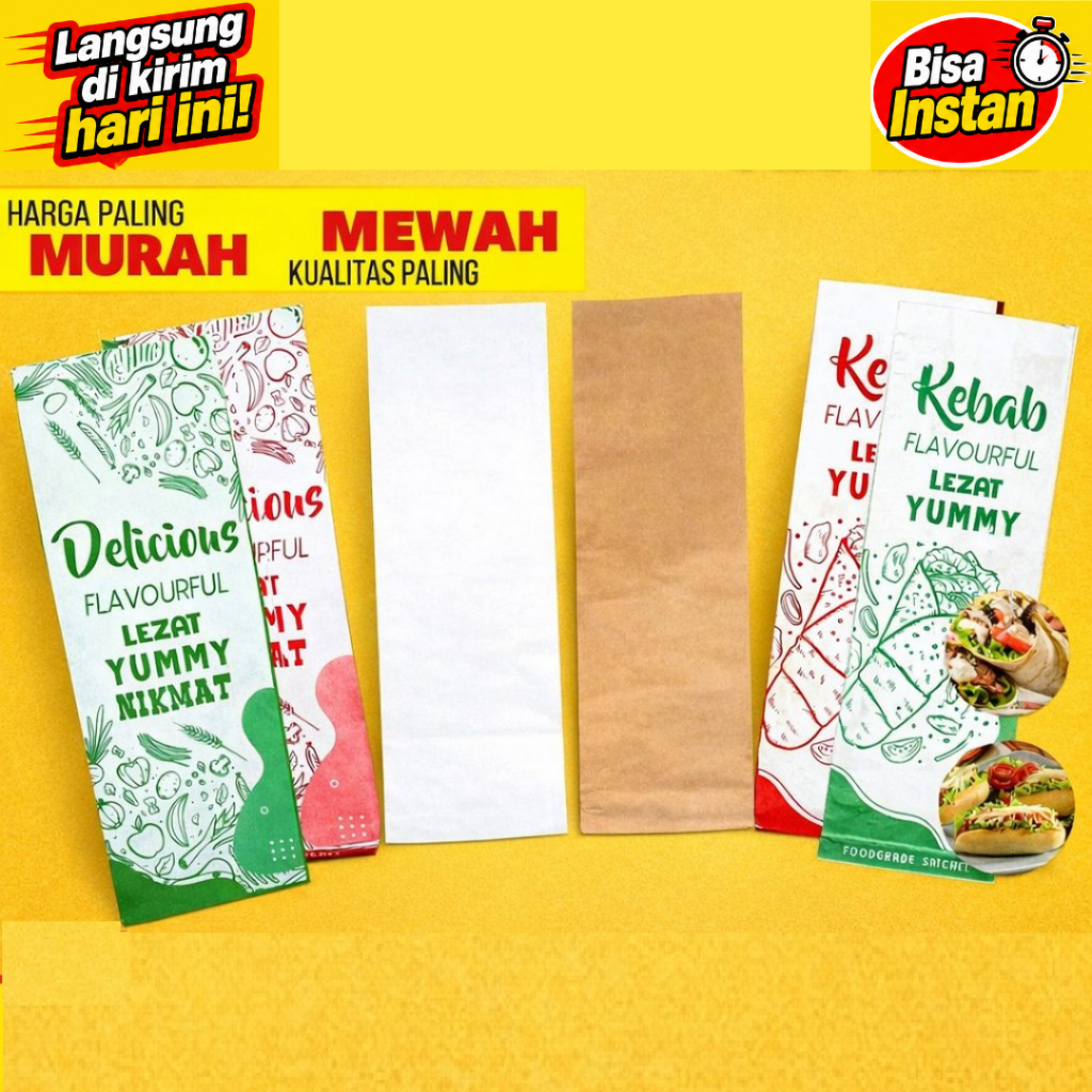 [PROMO ISI 50 PCS] Kantong Kemasan Kebab / Kemasan Corndog/Kemasan Hottang / Kemasan Hot Dog / Paper
