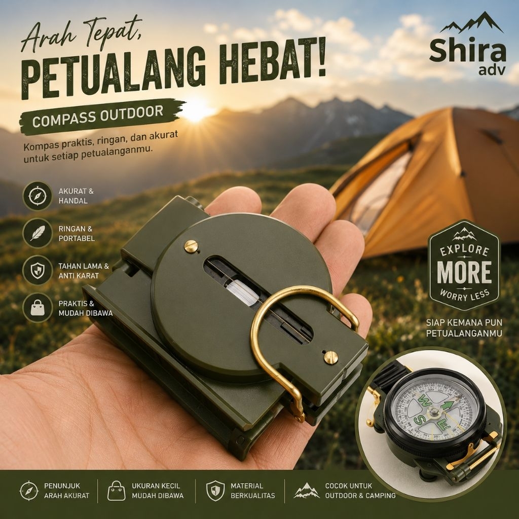 Kompas Pramuka Hicking Outdoor Penunjuk Arah Qiblat Shalat