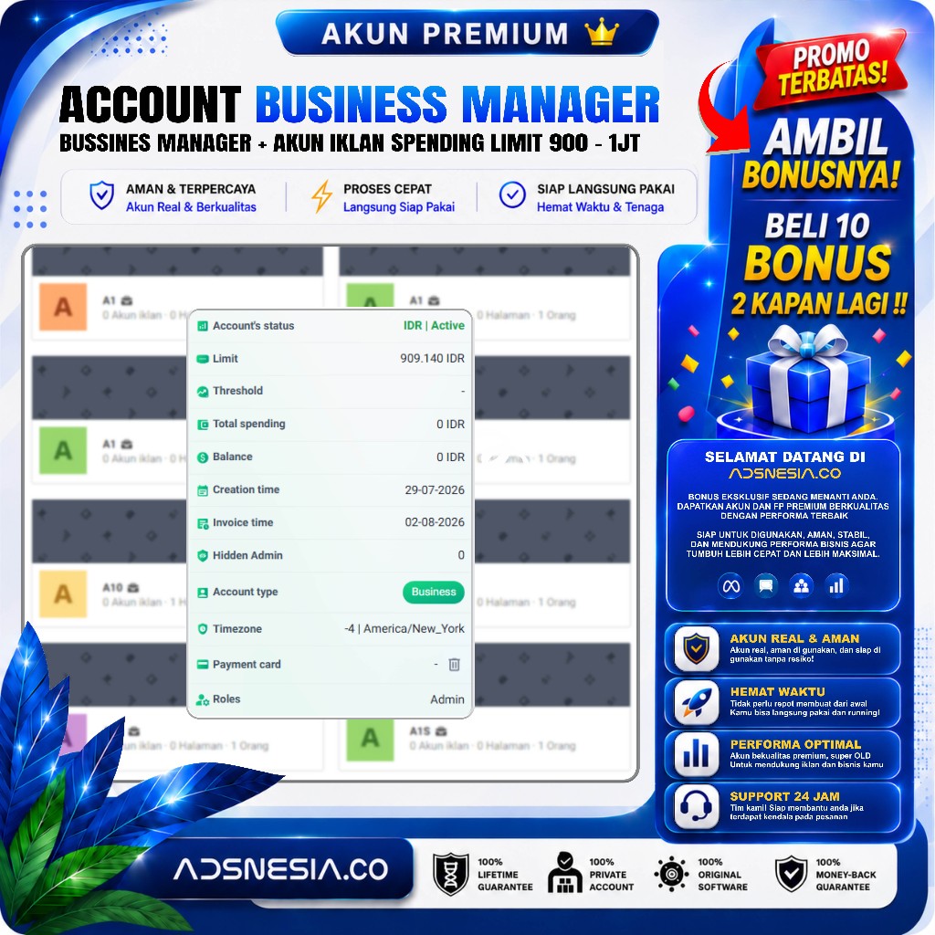 Business Manager (BM) Facebook + Akun Iklan Berkualitas Support Iklan MetaAds Garansi 100%
