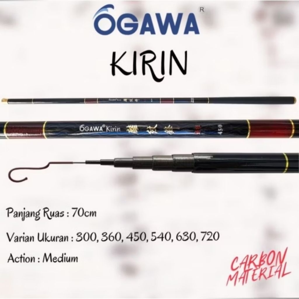 Joran Tegek Ogawa Kirin Carbon 450 cm (Tanpa Mika)