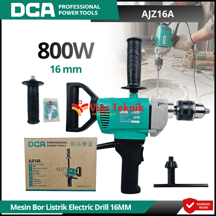 DCA AJZ 16 A Electric Drill Mesin Bor Listrik 16mm 800Watt AJZ16A