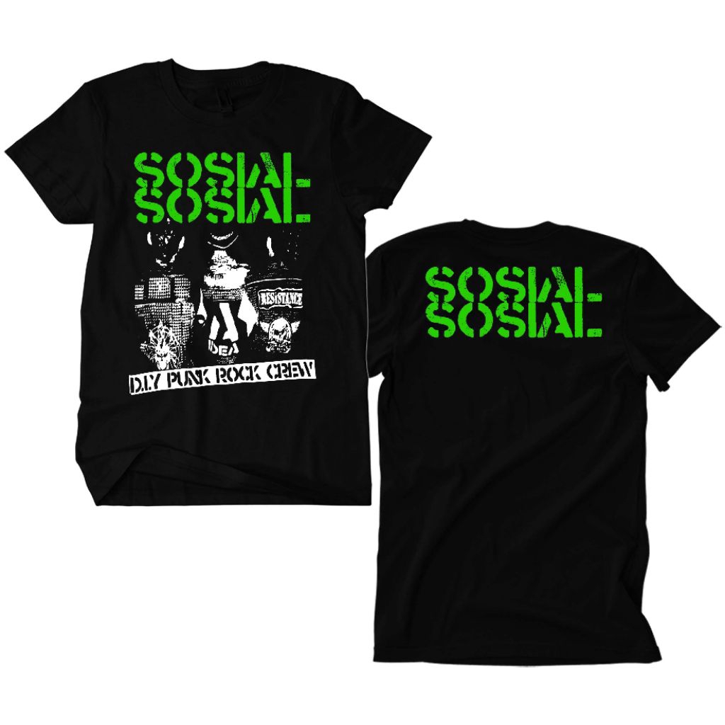 Kaos Band Punk Sosial Sosial - DIY Punk Rock Crew hitam