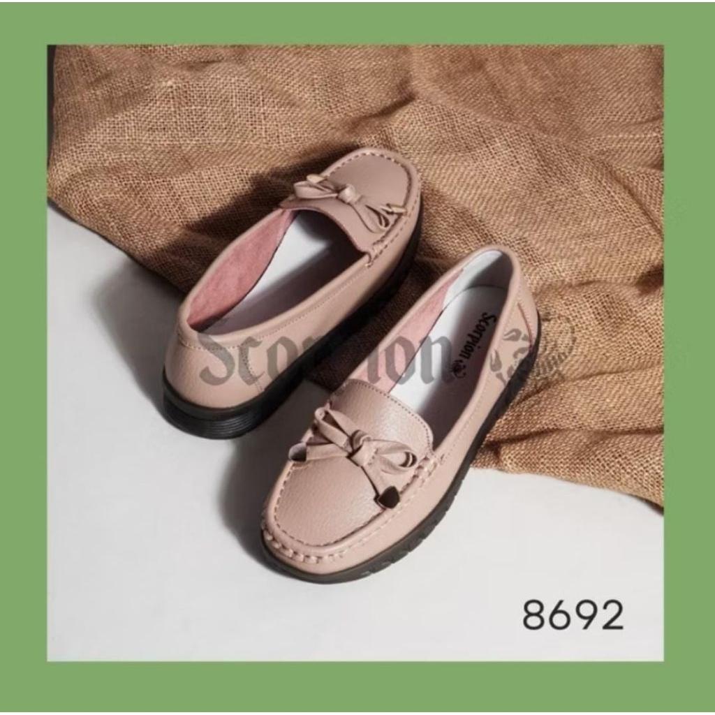 Sepatu Scorpion - 8692 Sepatu Kulit Pantofel Wanita Flat Shoes Semi Moccasin