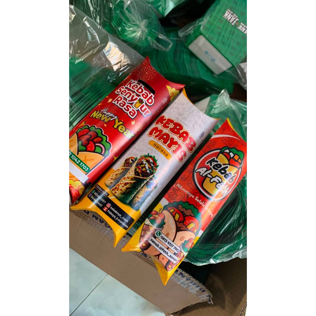 [TERMURAH] Kemasan Kebab Custom Murah Dus Kebab Tarikan / Cetak kemasan kebab custom / custom box ke