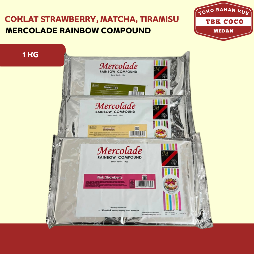 Mercolade Coklat Batang Warna 1kg (Green Tea, Strawberry, Tiramisu) | Mercolade Rainbow | Mercolade 