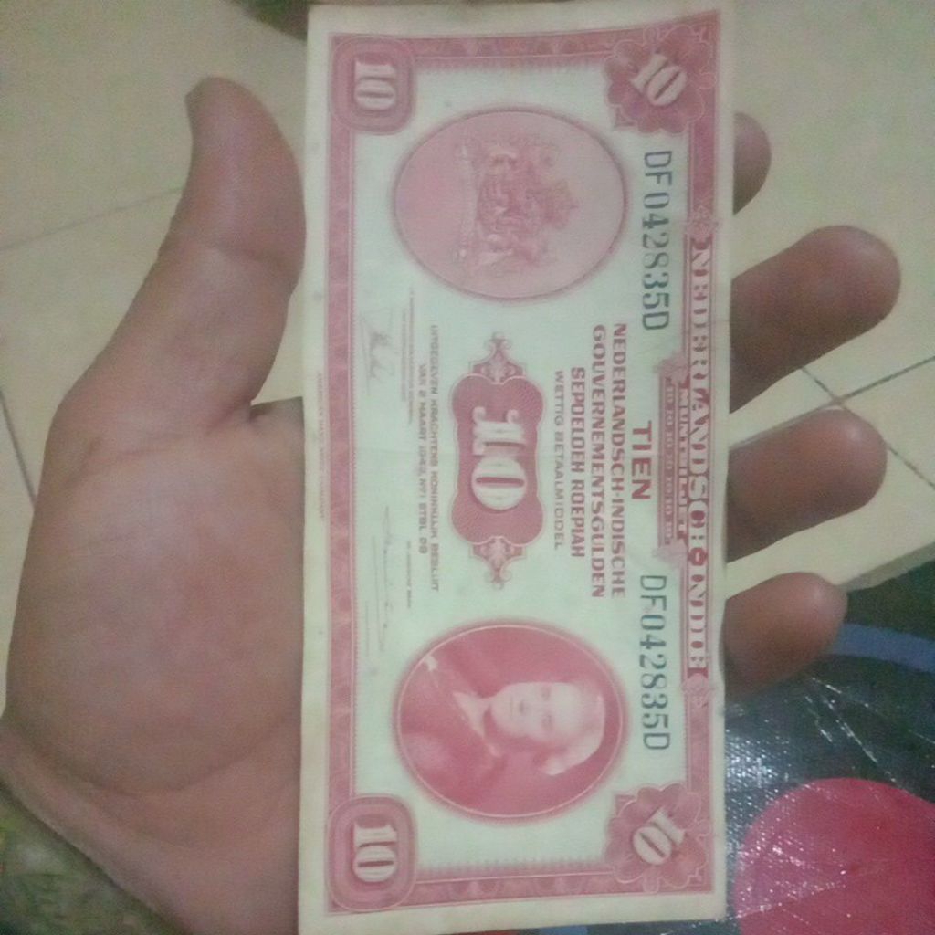 UANG KUNO KERTAS 10 GULDEN TAHUN 1943