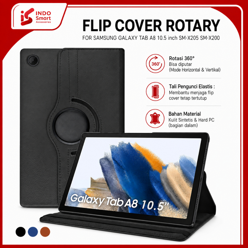 Case Samsung Tab A8 10.5" | Samsung Tab A8 LTE | X205 X200 Casing Rotary Flip Cover Leather Standing