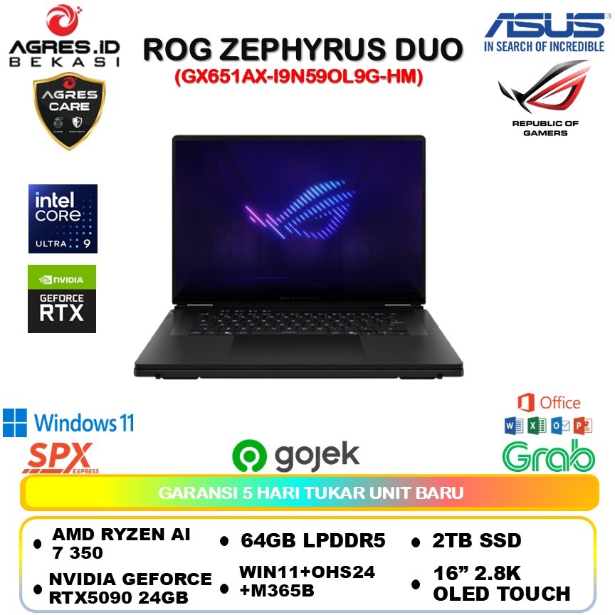 ASUS ROG ZEPHYRUS DUO GX651AX ULTRA 9 386H RTX5090 24GB/ 64GB 2TB W11+OHS+M365B DUAL 16.0 2.8K OLED 