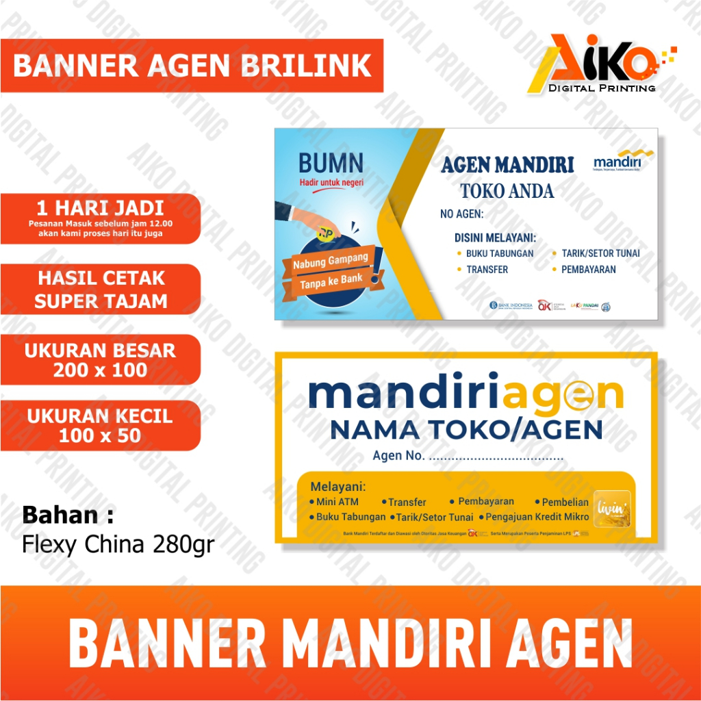 BANNER MANDIRI AGEN | SPANDUK MANDIRI AGEN | BANNER / SPANDUK AGEN MANDIRI