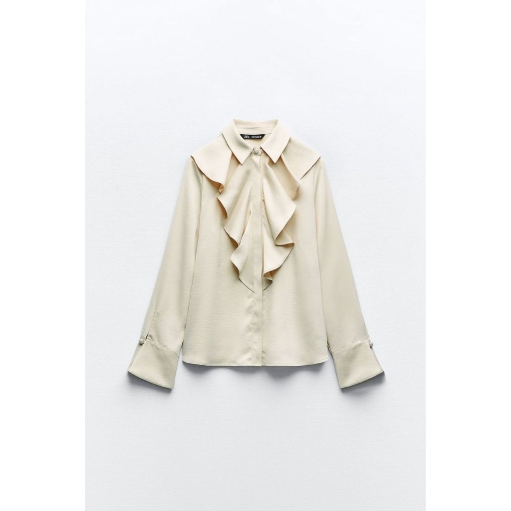 Zara shirt ruffle satin