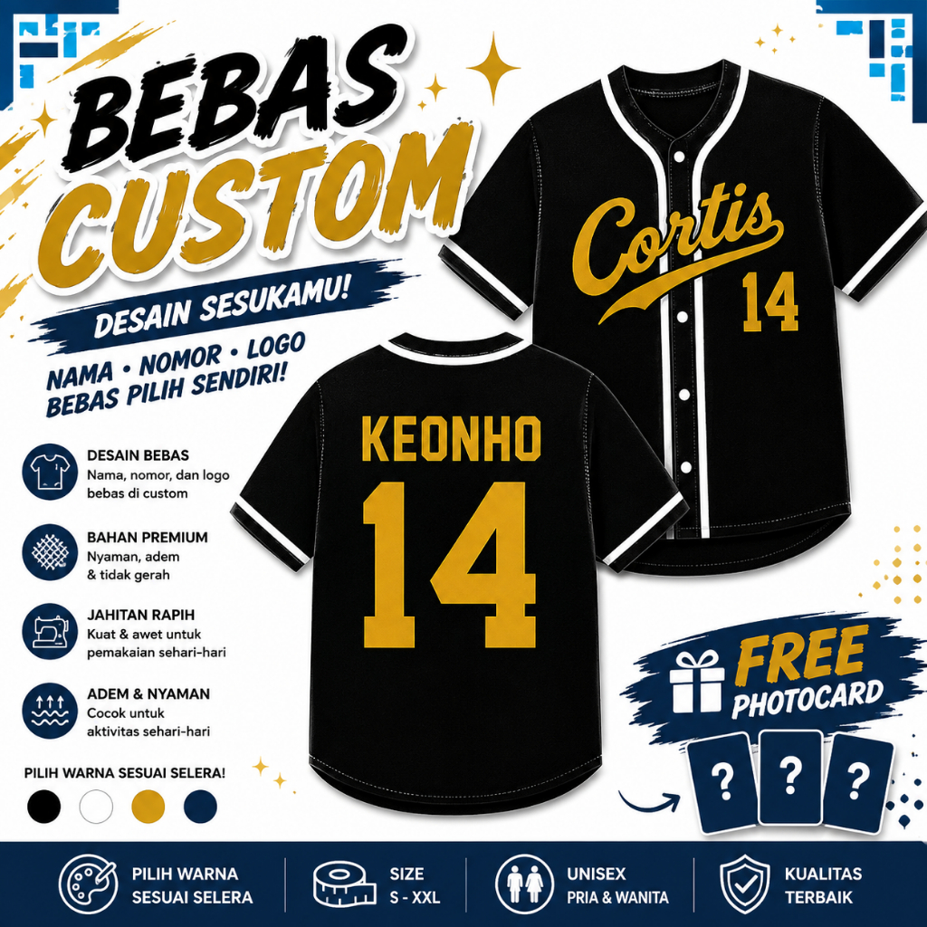 Jersey baseball kpop hitam cortis atasan kerah v softball bisbol outfit kekinian jersi CORTIS keonho