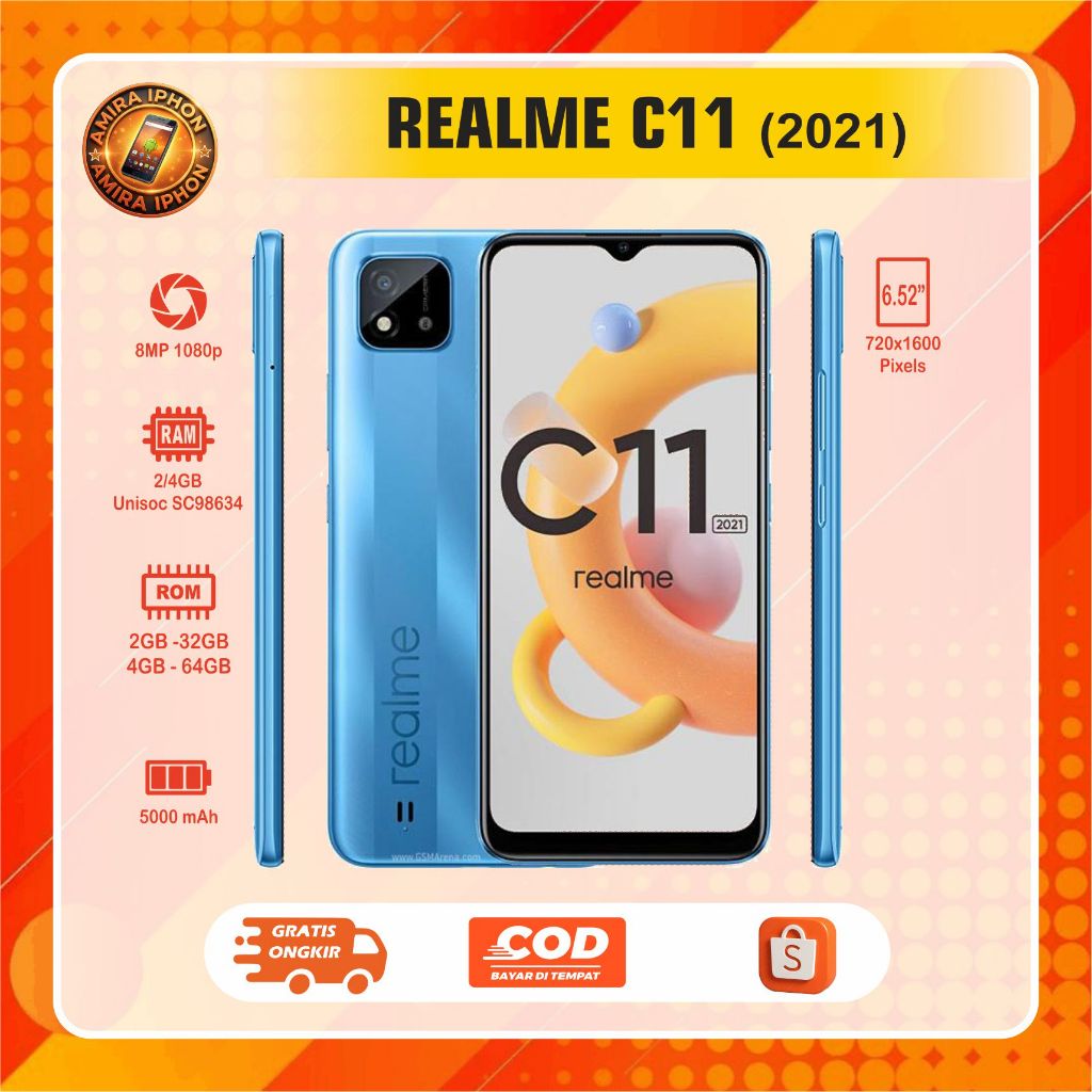 REALME C11 (2021) RAM 2/32 RAM 4/46GB HP second siap pakai