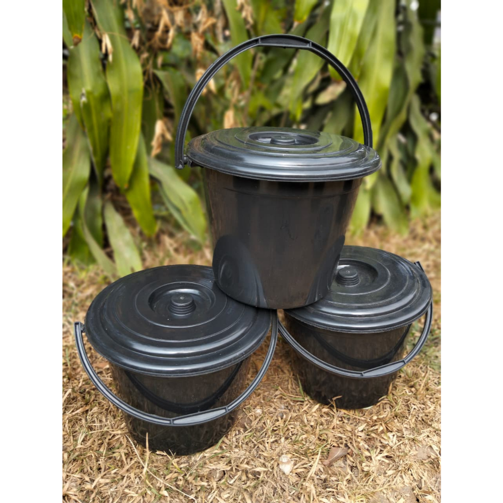 3pcs Ember Timba Tutup Hitam 3 Galon Ember Air Dengan Peganggan Ember Mulud Maulid Ember Timba Cuci 