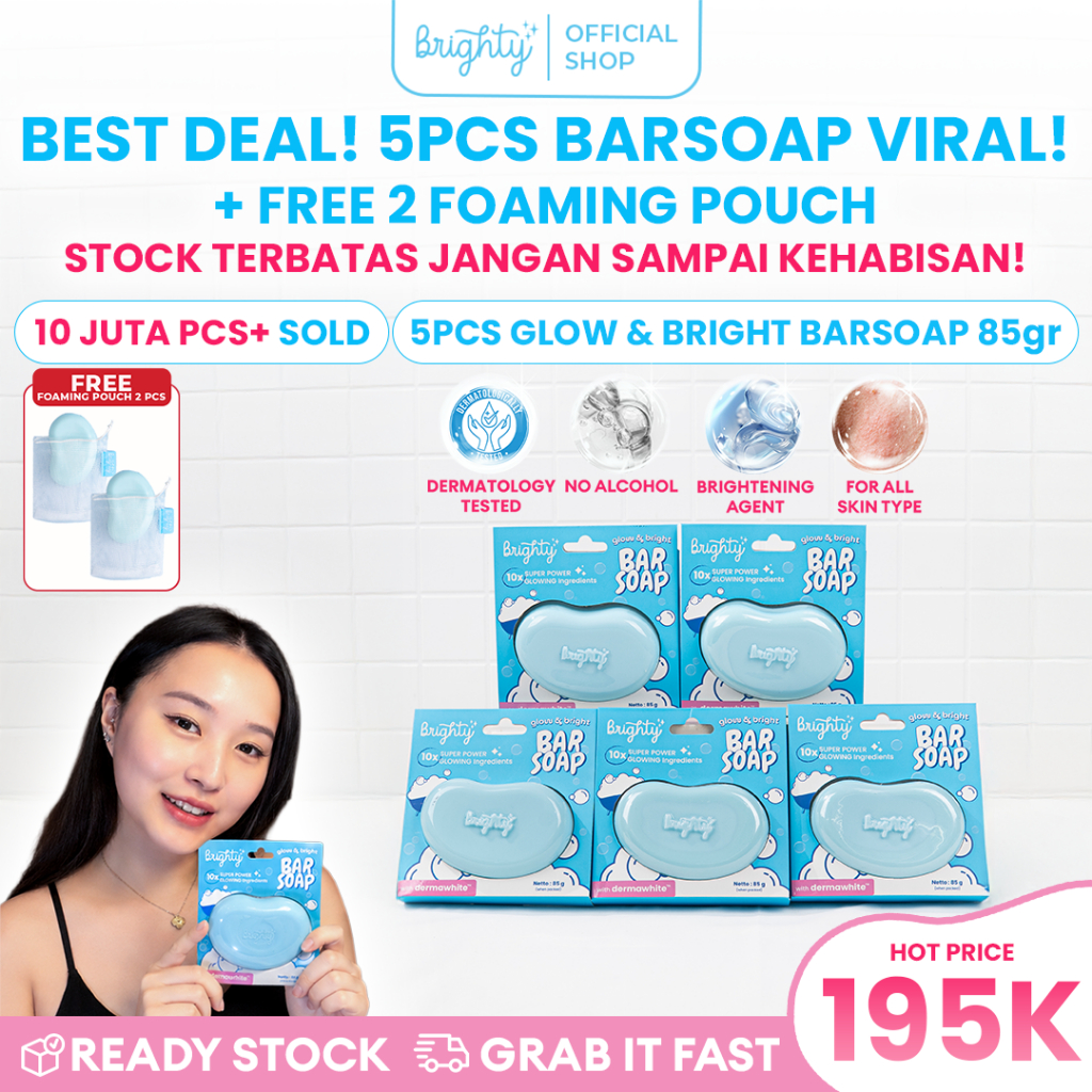 [PAKET HEMAT] Brighty Glow & Bright Bar Soap sabun pencerah sabun whieting whitening soap sabun bada