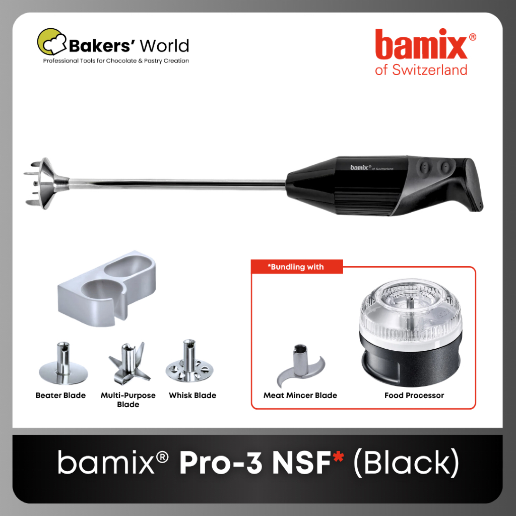 Bamix Pro 3 (Black) - Bundling with Bamix Food Processor & Meat Mincer Blade