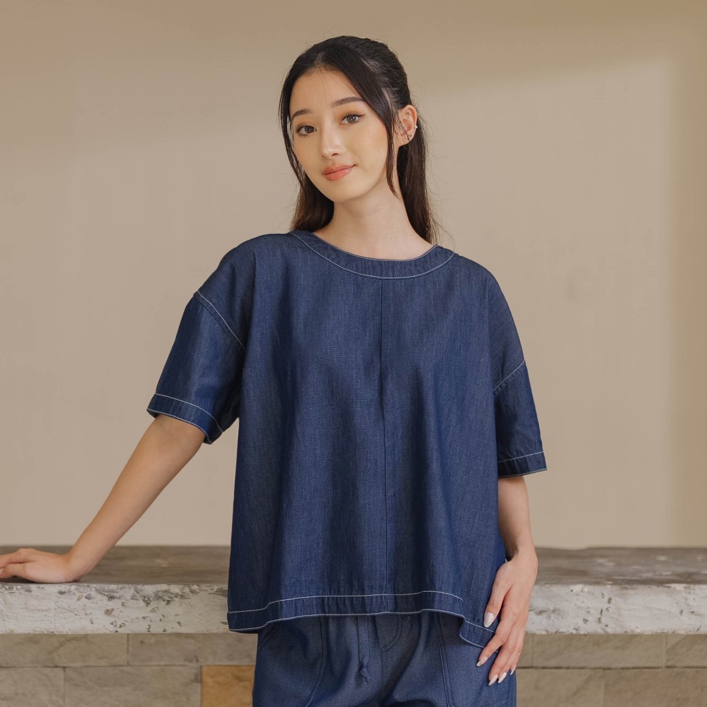 Beatrice Clothing Surabaya Lucy Denim Blouse - Blouse Basic / Atasan Wanita