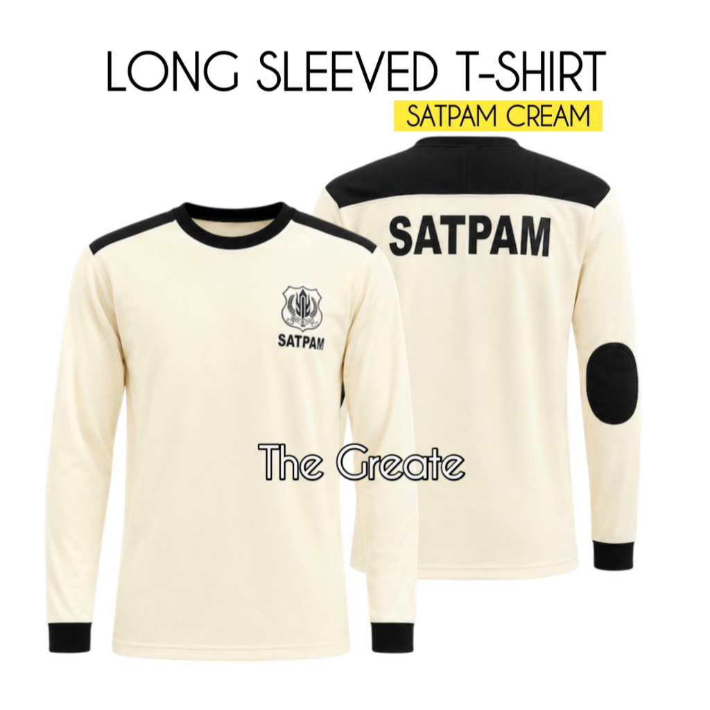Kaos Satpam Security Terbaru Lengan Panjang Warna Cream