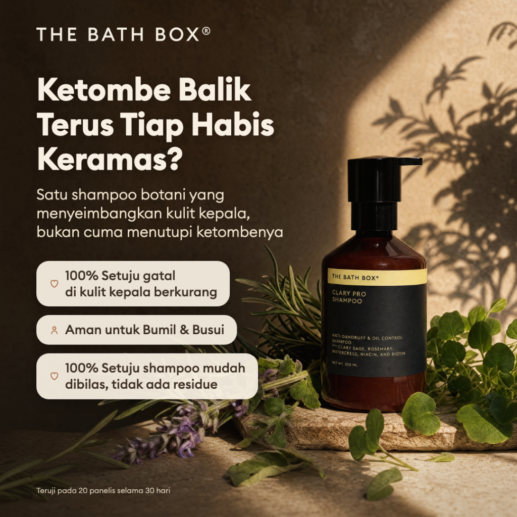 THE BATH BOX - Clary Pro Shampoo (Dermatitis Seboroik, Jamur Kepala, Shampoo Anti-Jamur, Shampoo Nat