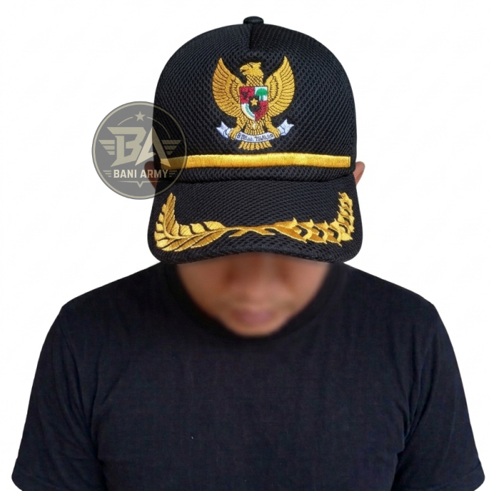 TOPI GARUDA TOPI DOUBLEMESS LOGO BURUNG GARUDA NKRI TOPI HITAM