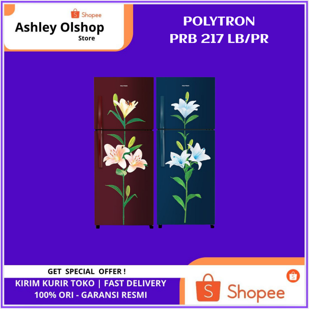 Polytron Kulkas 2 pintu Beauty Steel PRB217LB I PRB217PR I 210 L I PRB217
