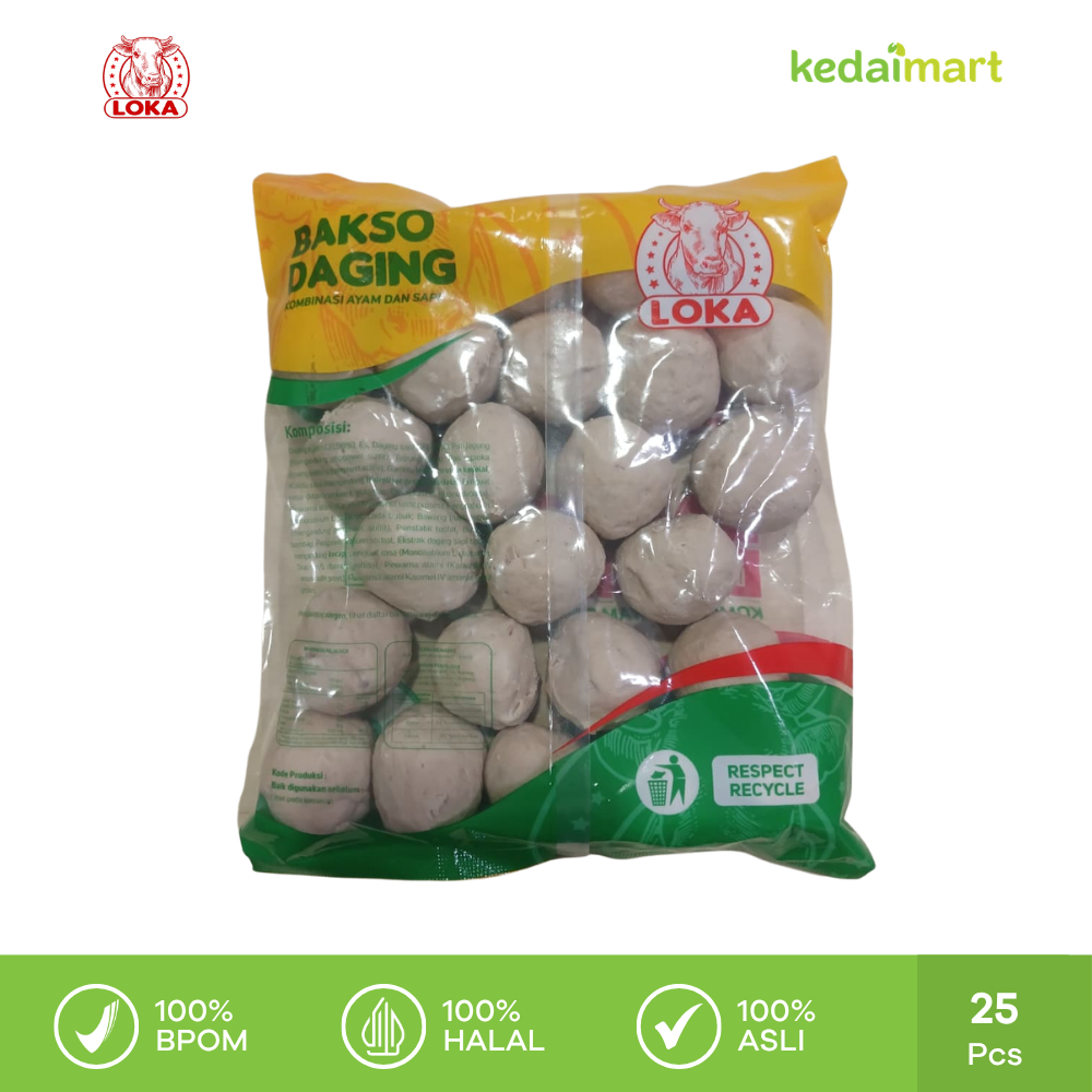 Bakso | Bakso Frozen Food | Bakso Kemasan Frozen - Loka Bakso Kombinasi Ayam dan Sapi JM Isi 25 Pcs