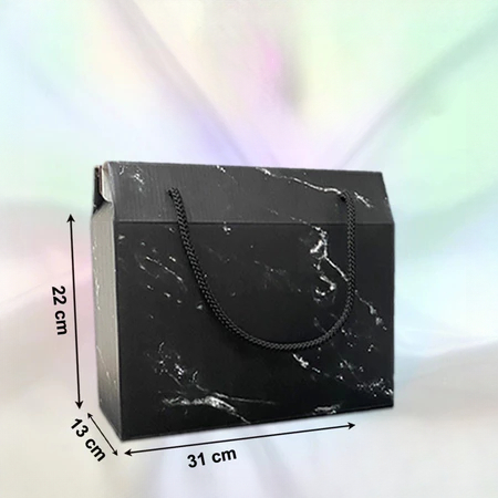 Box Kado Box Kotak Packaging Box Gift Hitam Marble Dus Hampers Gable Box 31x13x22 Cm Kotak Packaging