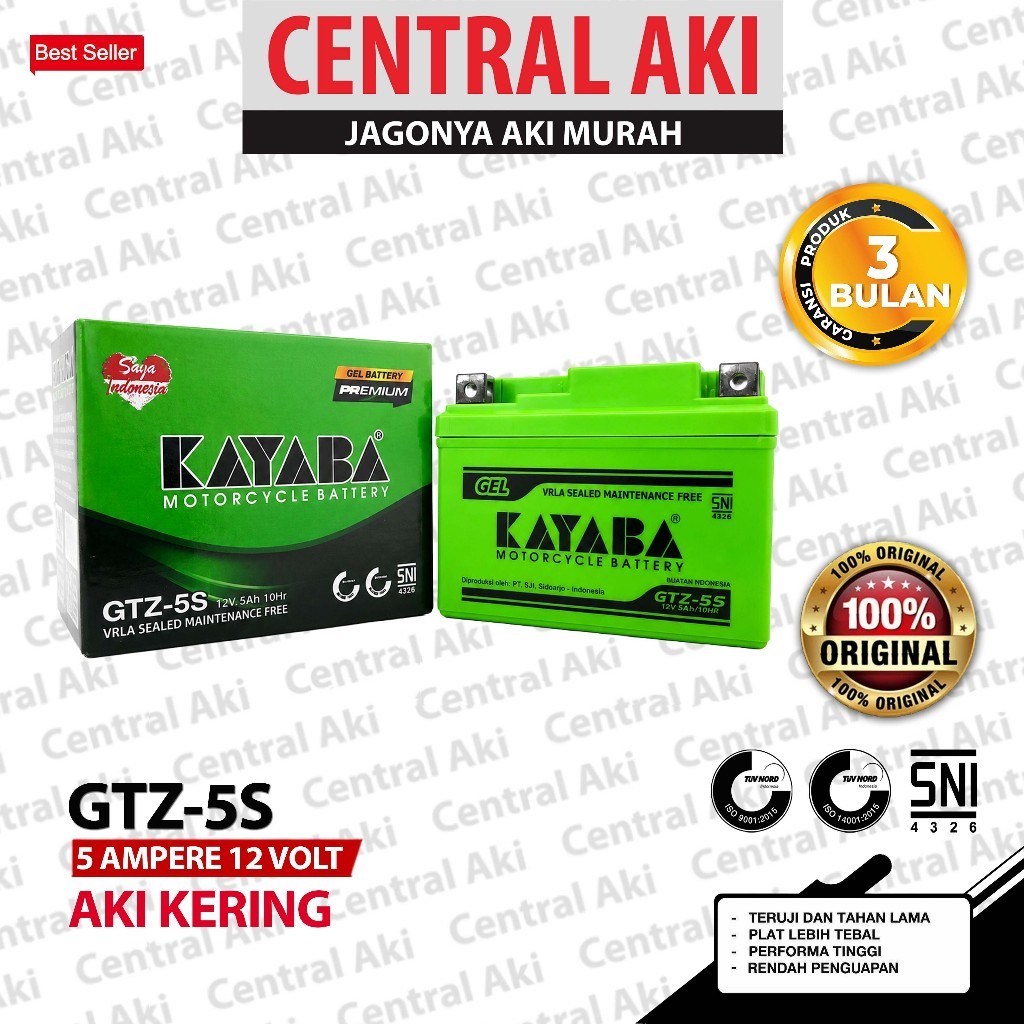 Aki Motor KAYABA HIJAU GTZ5S PREMIUM Aki Kering HONDA BEAT VARIO 110 SCOOPY SUPRA X 125 REVO SPACY B