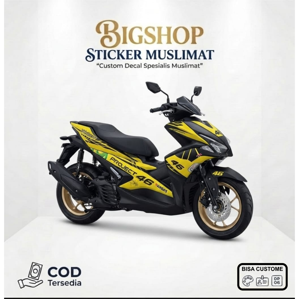 Decal Sticker Aerox 155 motif grafis hitam kuning