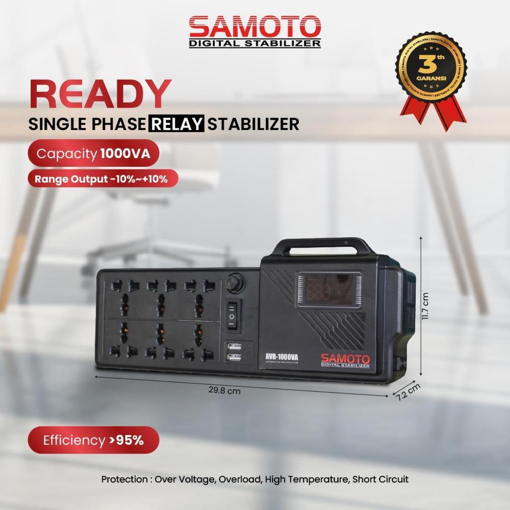 Samoto AVR1000M Multi Socket Relay Stabilizer 1000VA AVR Single Phase Stablizer Relay Controlled Ser