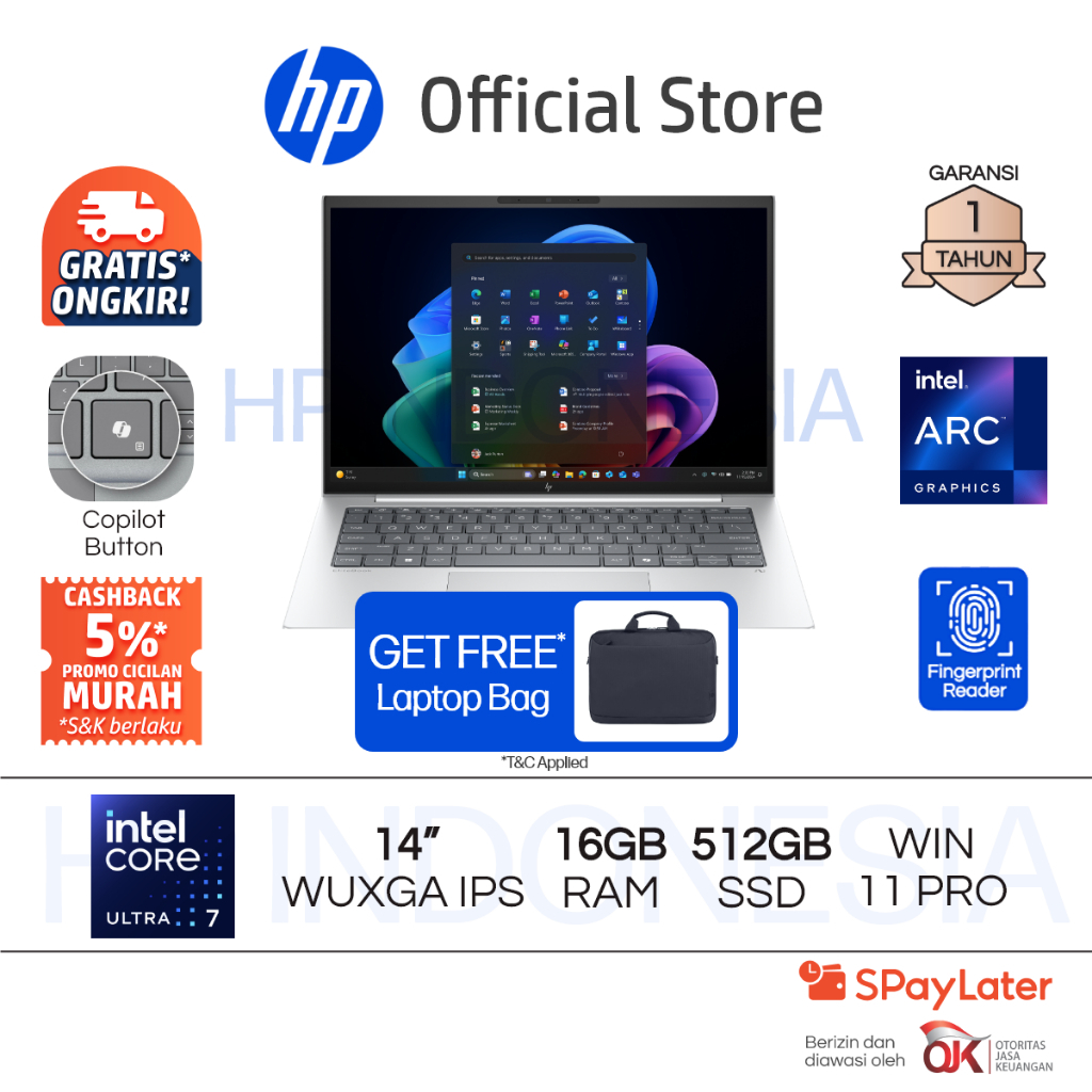 Laptop HP Elitebook 8 G1i Intel Core Ultra 7 Intel Arc Graphics 16GB 512GB SSD Silver Free Windows 1