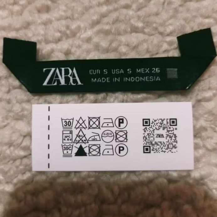 tag zara m label size wash misc