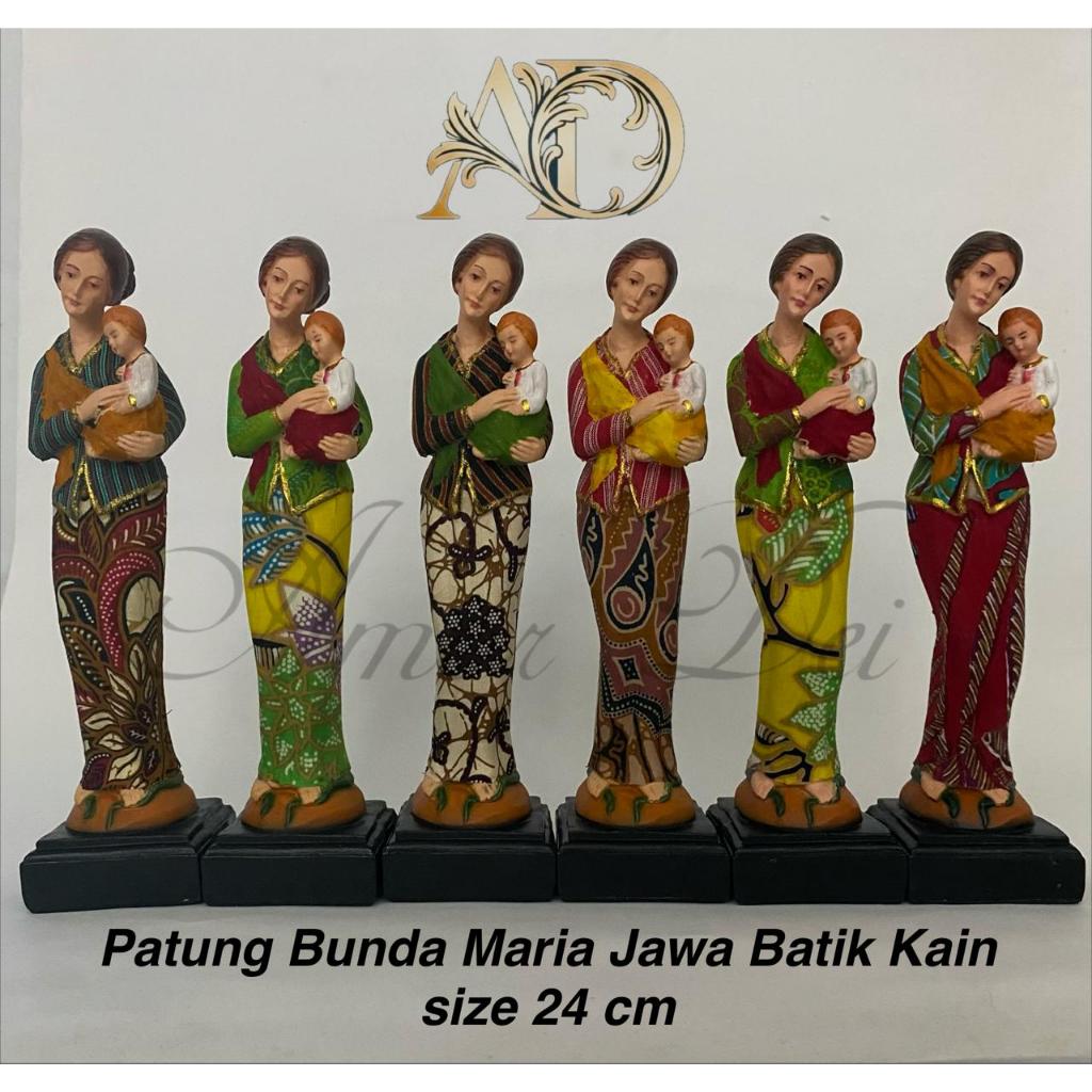 Patung Bunda Maria Jawa Batik Kain Ukuran 24 cm