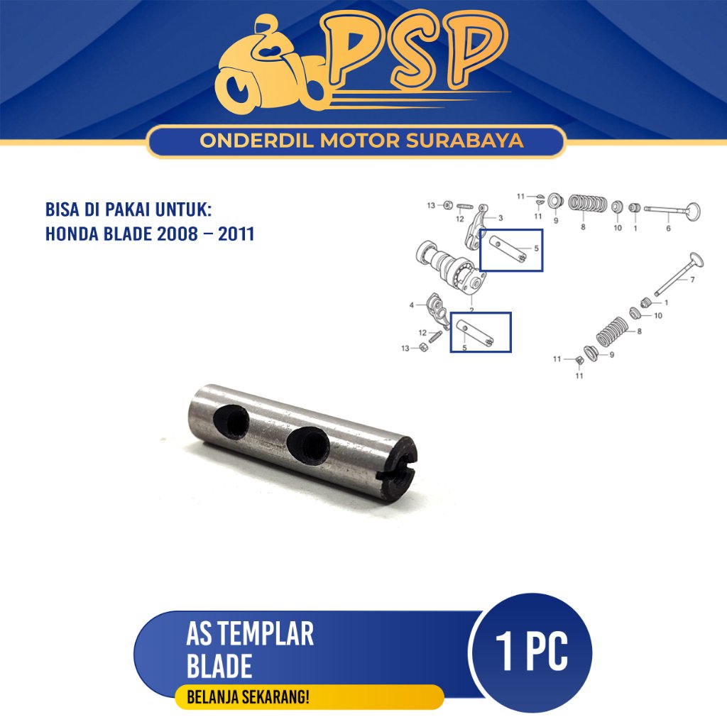 As Templar Blade (1 PC) - Shaft Pen Pelatuk Klep Honda Blade 110 KWW 2009 Revo Absolute KWB 2010