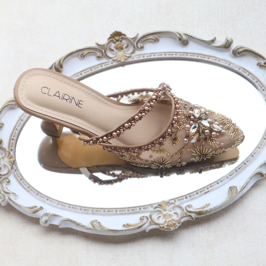 CIKUSHOES - Minna Heels Wedding Bridal Payet Khaki 7cm