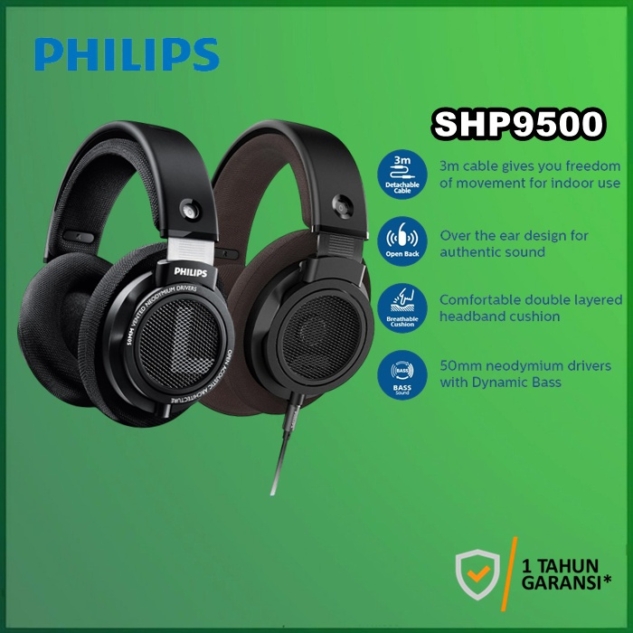 Philips SHP9500 SHP 9500 The Freddie Century 9000 Series Wired Open-Back Headphones SHP9500CY