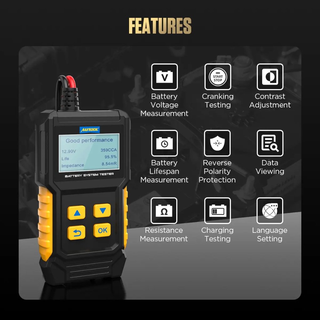 AUTOOL BT360 Alat Tes Aki BT-360 12V 2000CCA Accu Tester