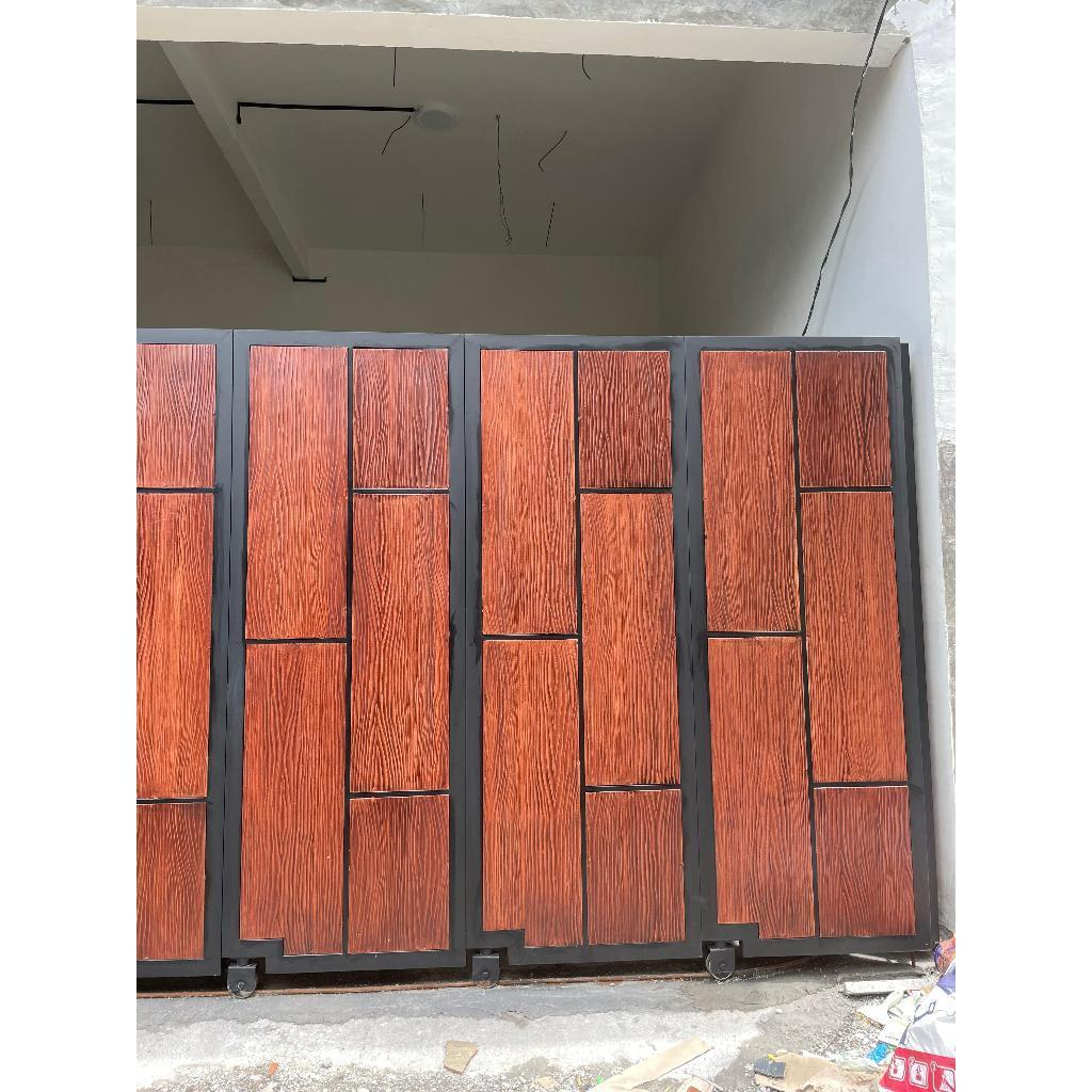 Pagar Rumah Motif Kayu Rangka Besi