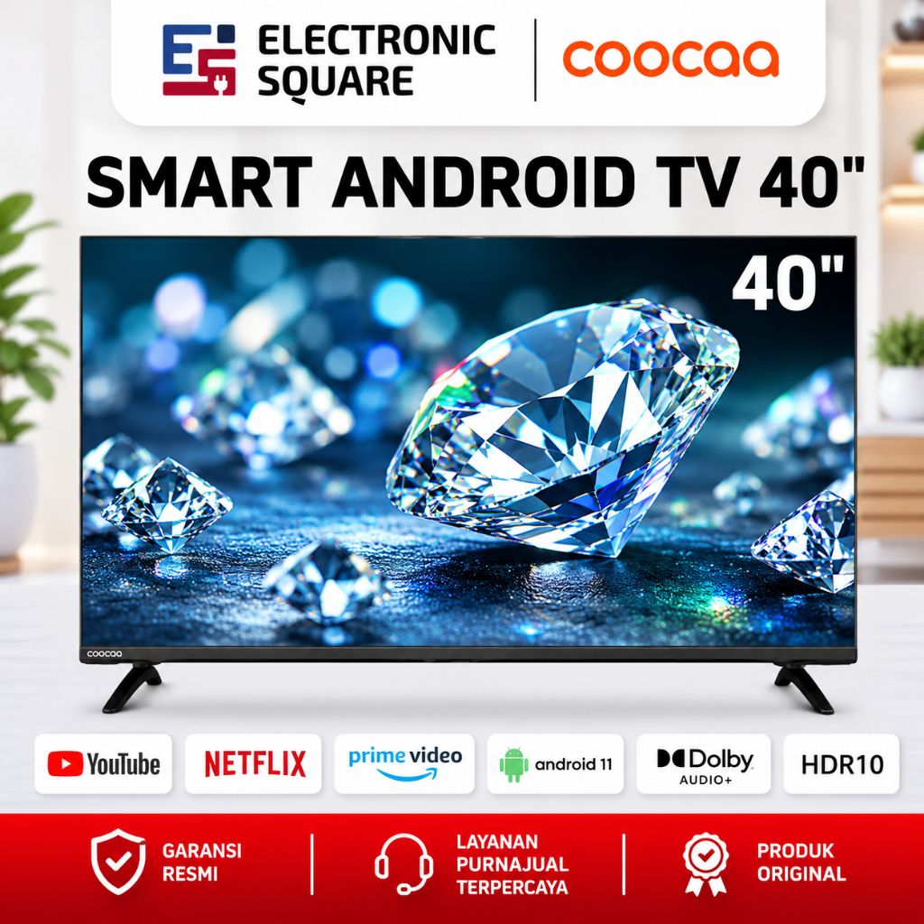 COOCAA TV Smart Android 43 Inch 2K QLED+ 43Q66 - Smart Android TV 43 Inch QLED+ 2K Dolby Audio Googl