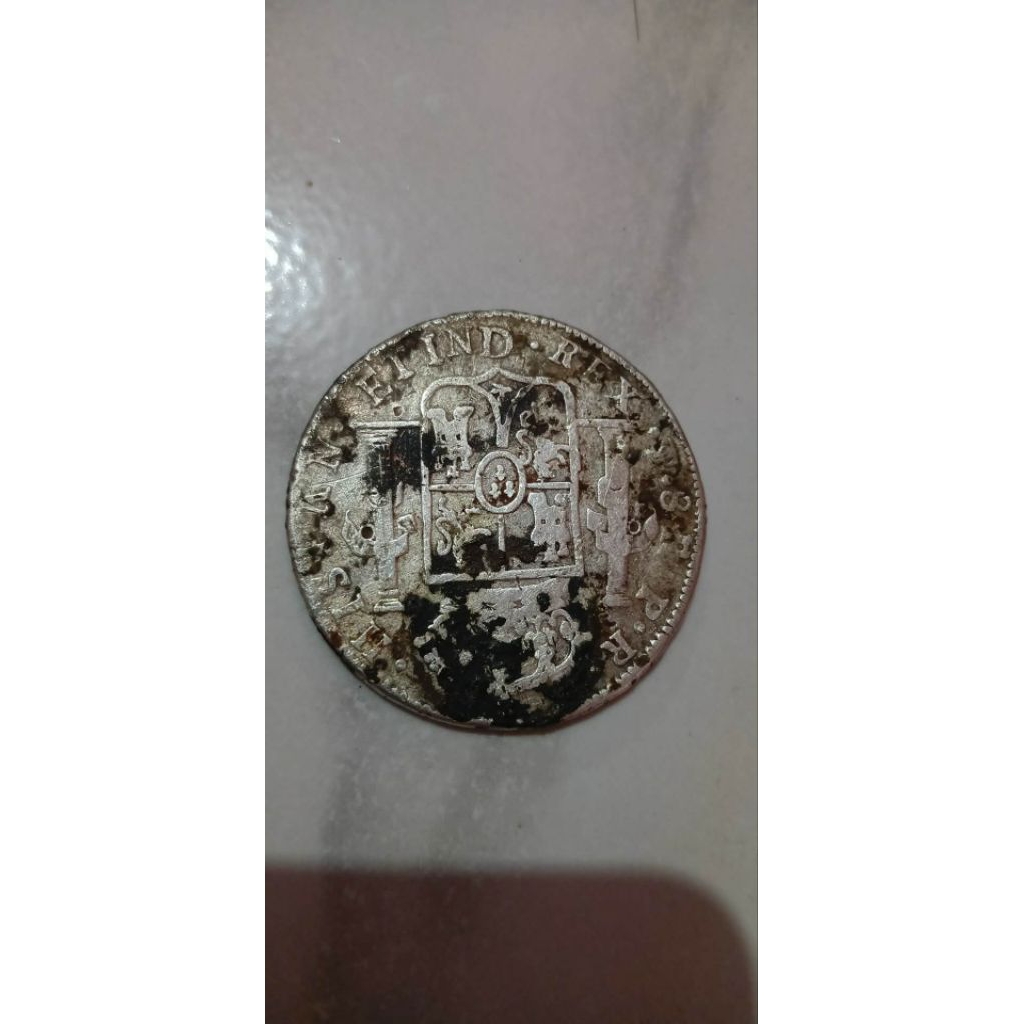 Koin Perak Kuno Asli Hispan Spanyol 8 Reales Carolus Silver Coin Antique