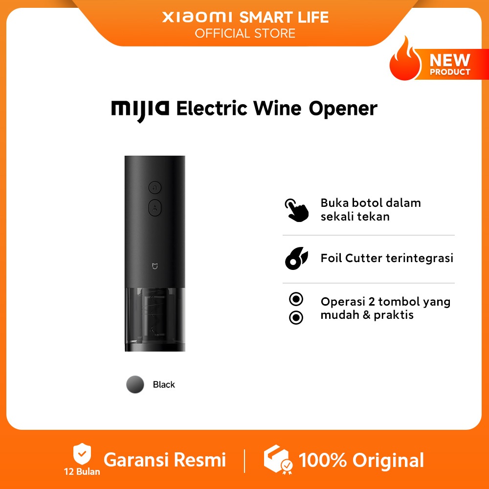 Xiaomi Mijia Electric Wine Opener | Buka Botol Sekali Tekan | Foil Cutter Terintegrasi | 2 Tombol ya