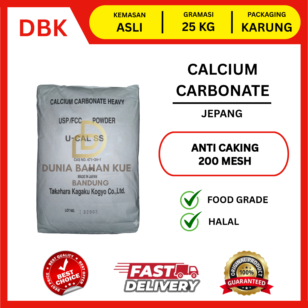 (KHUSUS INSTANT/GOSEND) CALCIUM CARBONATE FOOD GRADE CACO3 200 MESH - 1 BAG 25 KG
