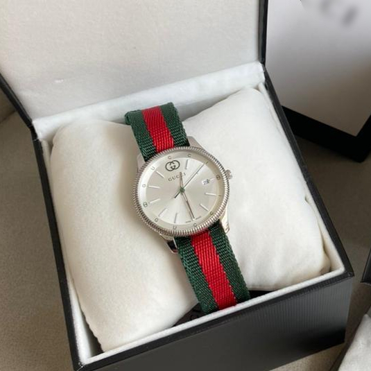 Jam Tangan Pria Tali Canvas Green Red 38mm