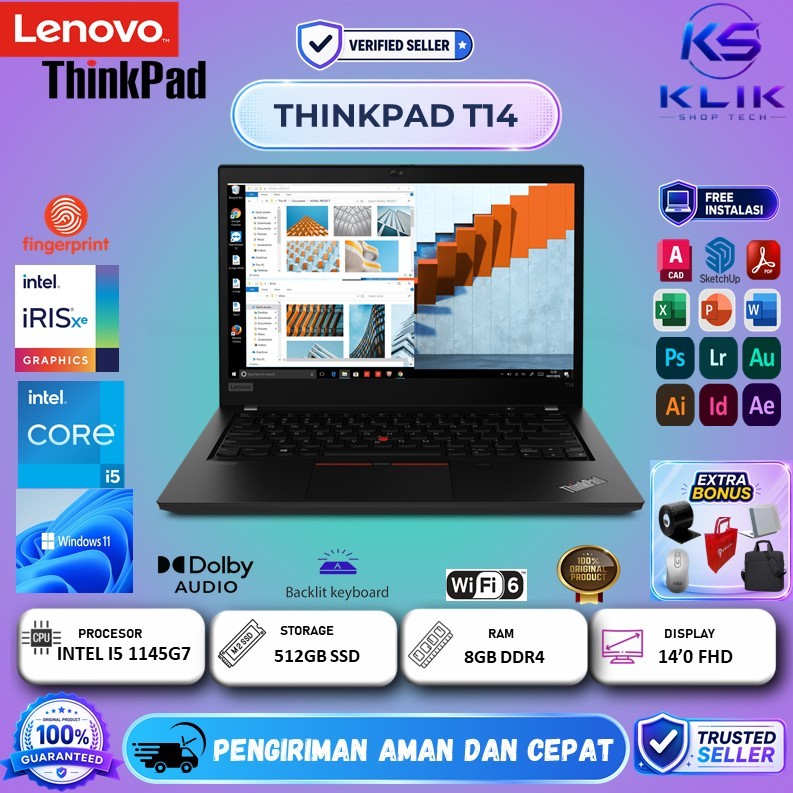 Lenovo ThinkPad T14 i5 1145G7 16GB 512GB SSD 14.0 FHD Win10 Pro