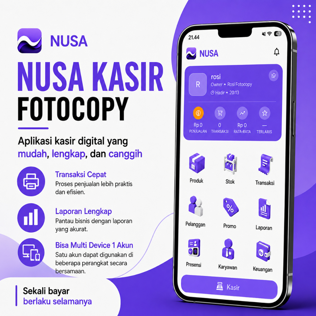 Aplikasi Kasir Digital untuk Fotocopy, Percetakan & Toko ATK (Android) — NUSA Fotocopy
